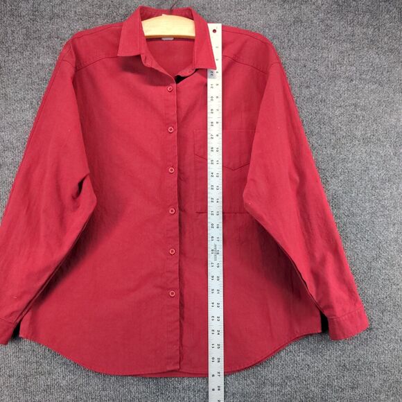 Lee Mens Button-Up Shirt Red Small Long Sleeve Chest Pocket Vented Curved Hem - Picture 10 of 12